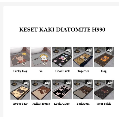 H990 Diatomite Mat 60x40 cm / Alas Kaki Kamar Mandi Anti Slip / Keset Kaki Diatomite