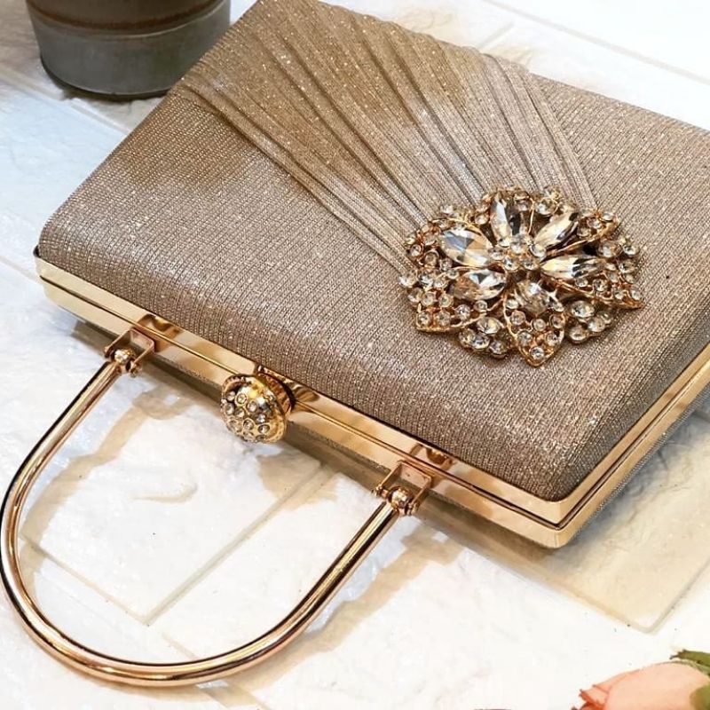 Tas Pesta ROSALIE Embellished Crystal Box Clutch