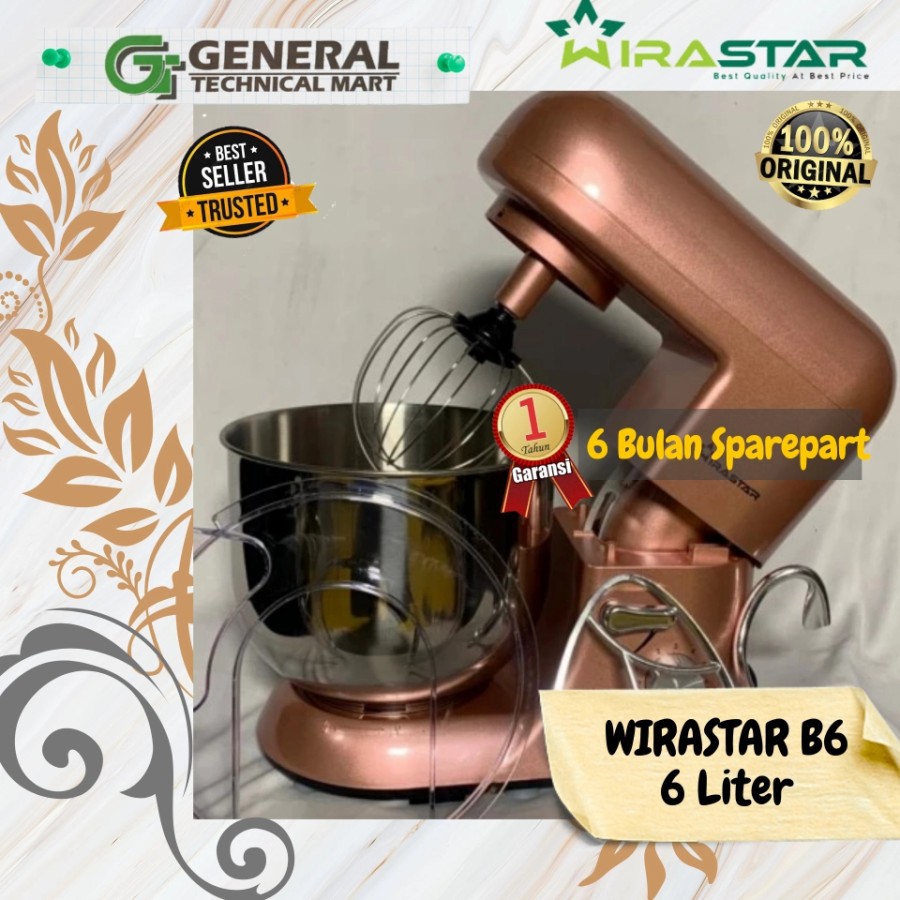 WIRASTAR B6, 6 Liter Mixer Kue,Roti,Cake,adonan lembut,cream