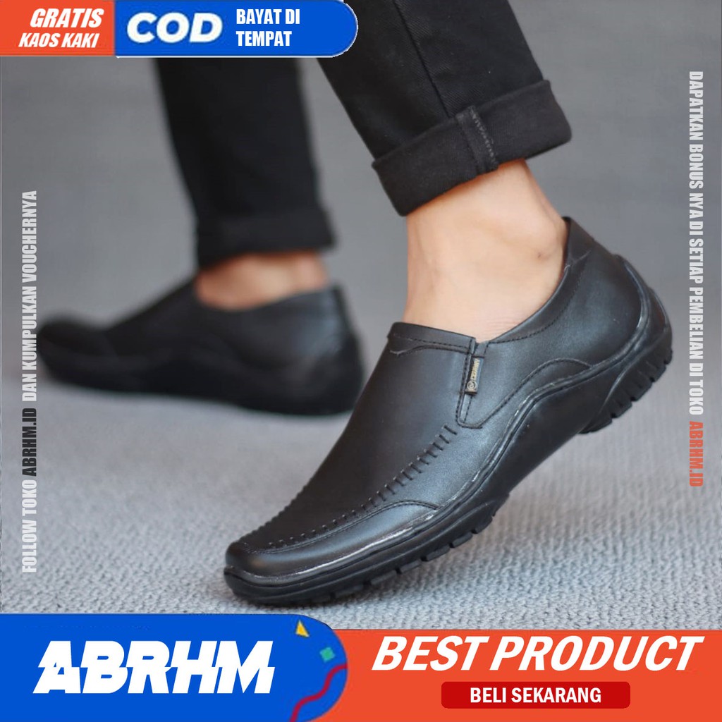 VERDIC Sepatu Casual Slip On Pria Kulit Asli Pantofel Kerja Kantor Kondangan Sepatu Kasual Cowo / Cowok Anti Slip Orignal Gaya Keren Kekinian Murah Terlaris