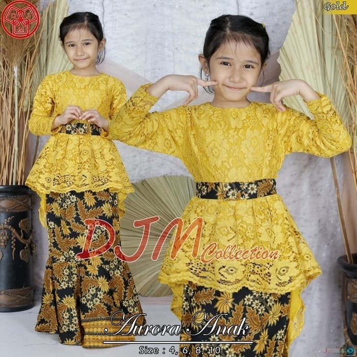 SETELAN KEBAYA ANAK PERMPUAN 3-11TAHUN + ROK KEBAYA / SET KEBAYA ANAK AURORA BROKAT / BRUKAT ANAK / 