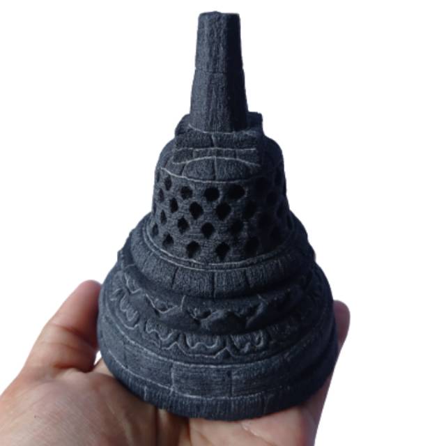 (BISA COD) Miniatur Stupa Candi Borobudur Ukuran Kecil - Batu Hitam Asli - DEKORASI Souvenir Jogja