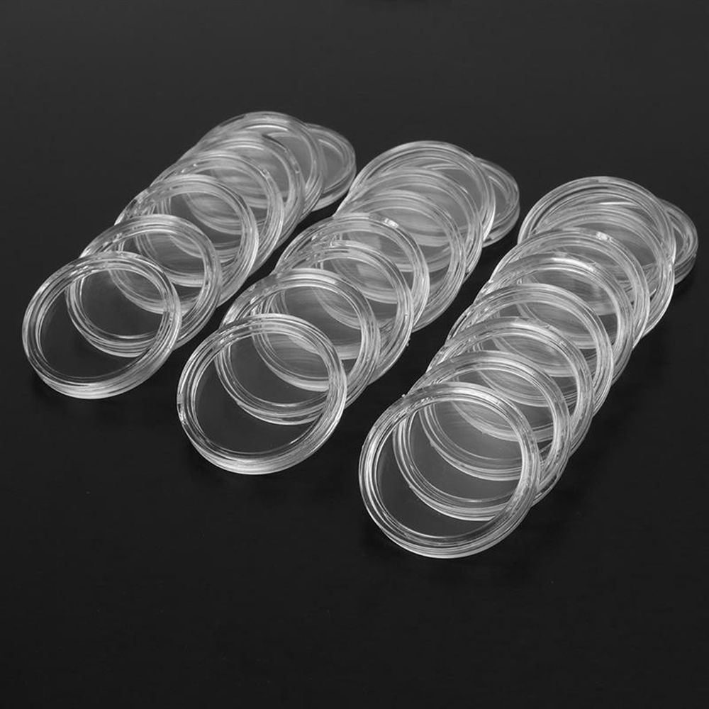 MXBEAUTY 10 Pcs Collecting Box 30mm Round Plastic Cases Capsules Holder New Coins Box Acrylic Clear Coin Storage/Multicolor