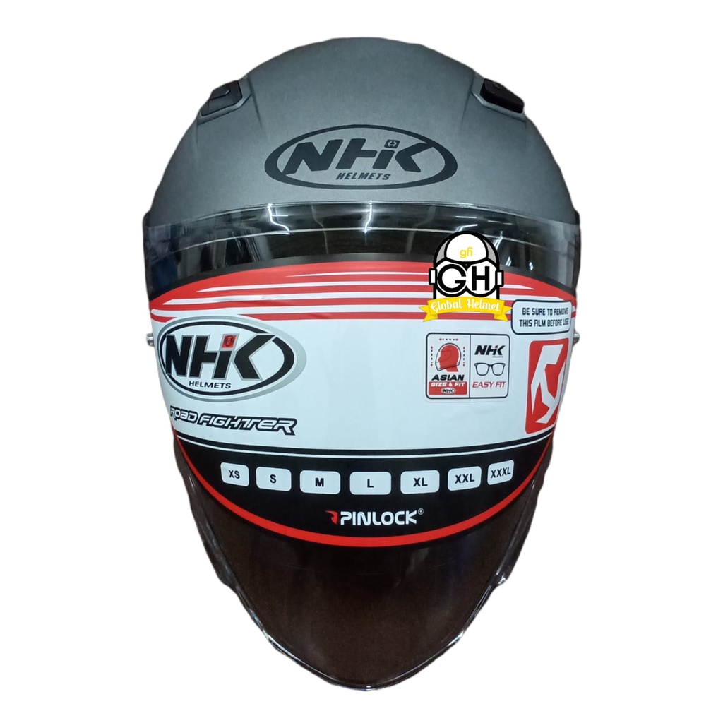 NHK S1 GP PRO SOLID GREY DOFF HALF FACE DOUBLE VISOR WARNA POLOS DD-RING