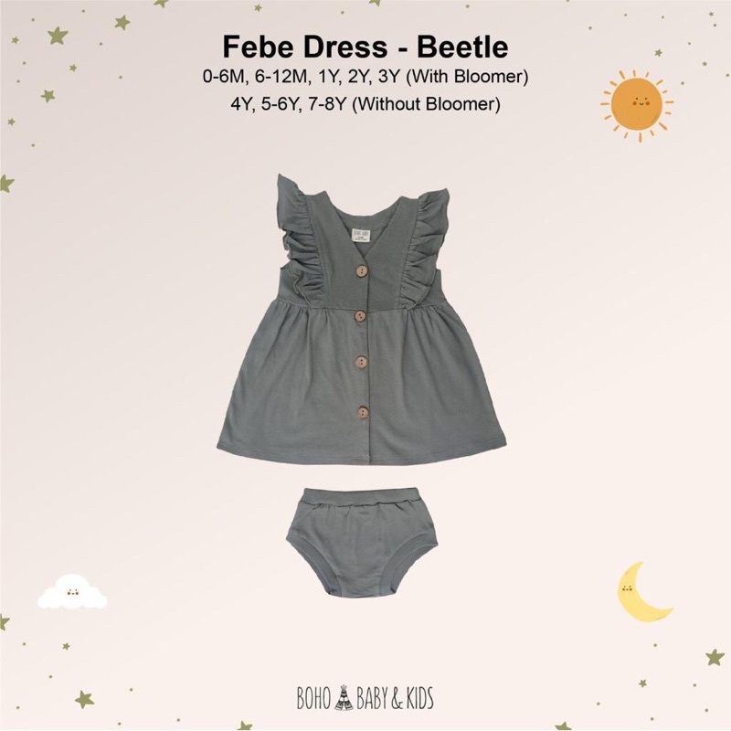 BOHOBABY BOHOPANNA FEBE DRESS TERUSAN ANAK BAYI-BEETLE