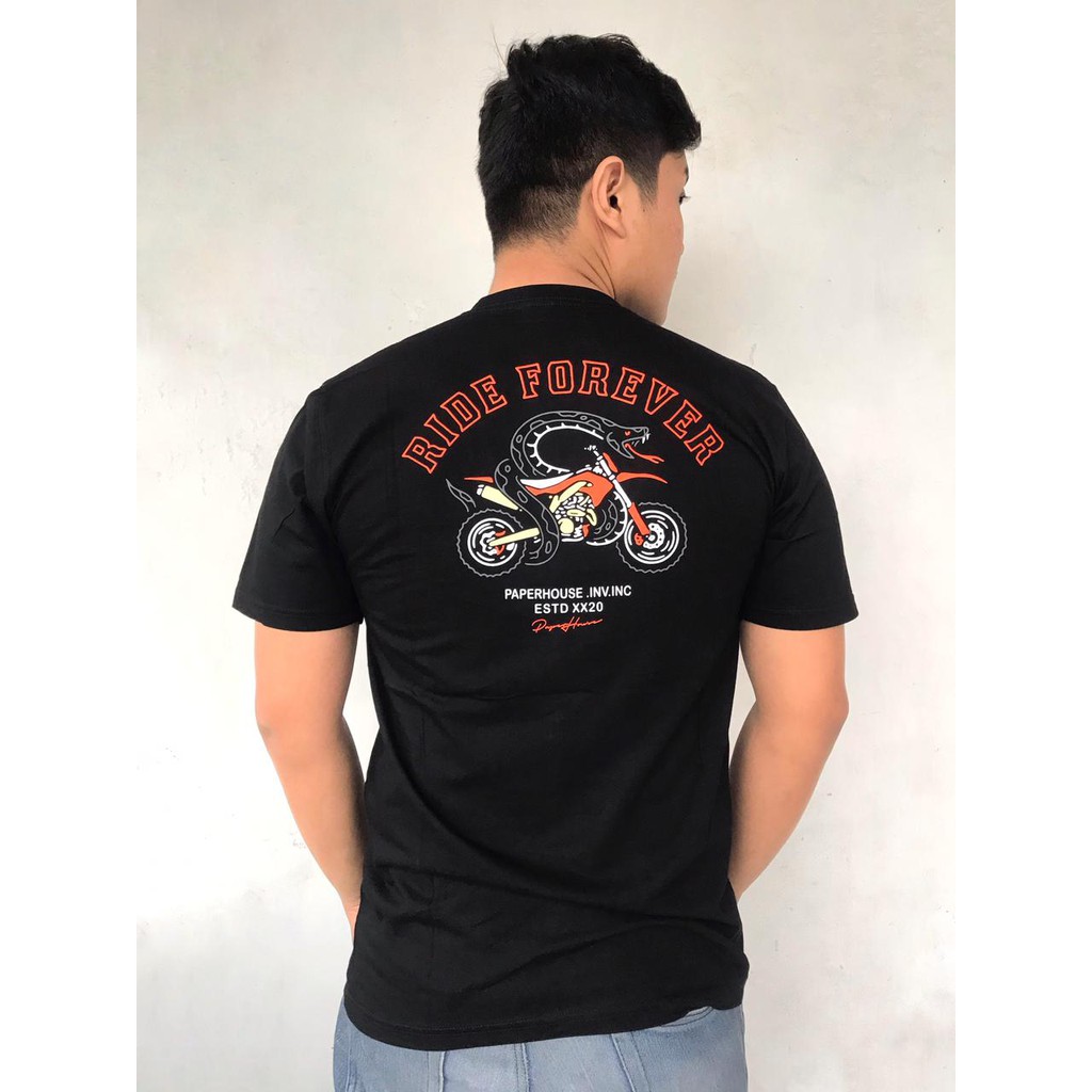 T-Shirt Cotton Compress Premium (Ride Forever) Black