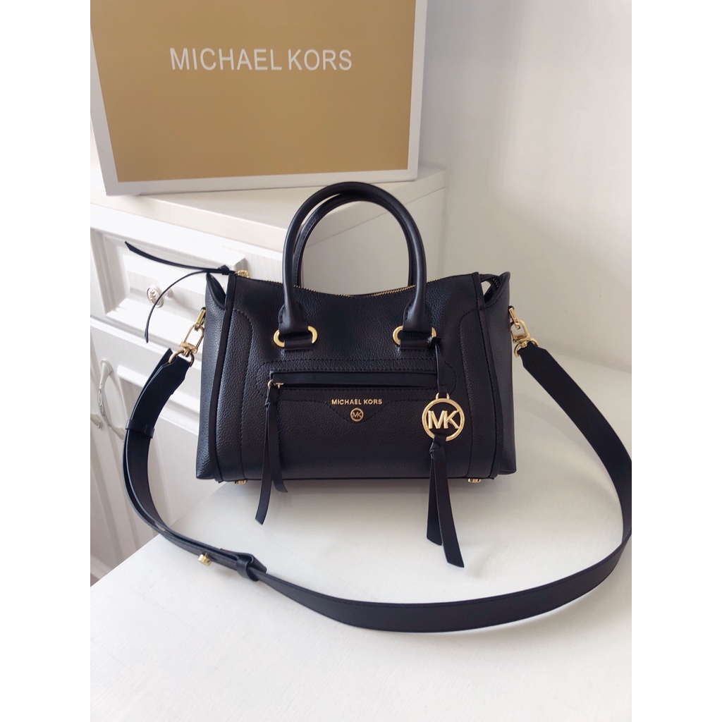 [Instant/Same Day] 039  black  M-K Michael Kors Smiley Studded Biker Bag Ladies Handbag Shoulder Bag Crossbody Bag ttb