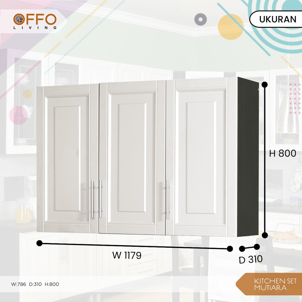 Kitchen Set Cabinet Mutiara knockdown kayu olahan berkualitas - 3 Pintu