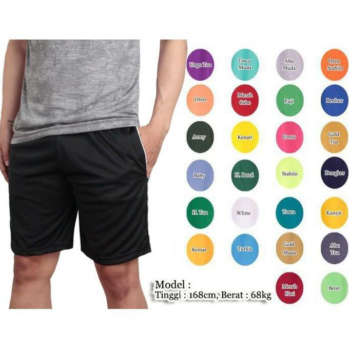 DRIFIT celana pendek kantong polos bahan drifit banyak warna