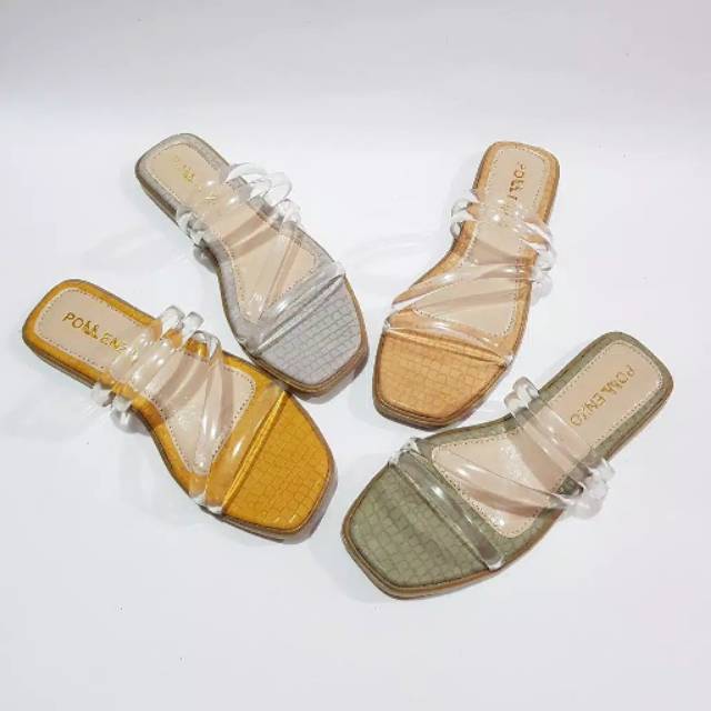 sandal wanita teplek GABBY flat jelly bening