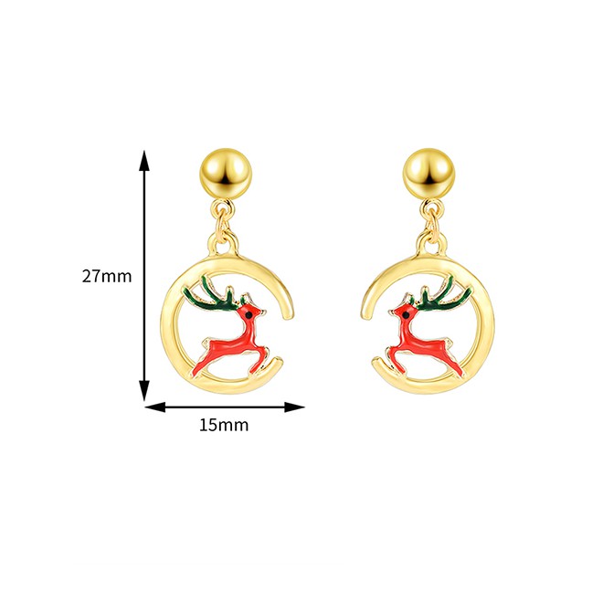 LRC Anting Tusuk Natal Fashion Color Little Elk Hair Ball Asymmetrical Oil Drop Earrings P50292