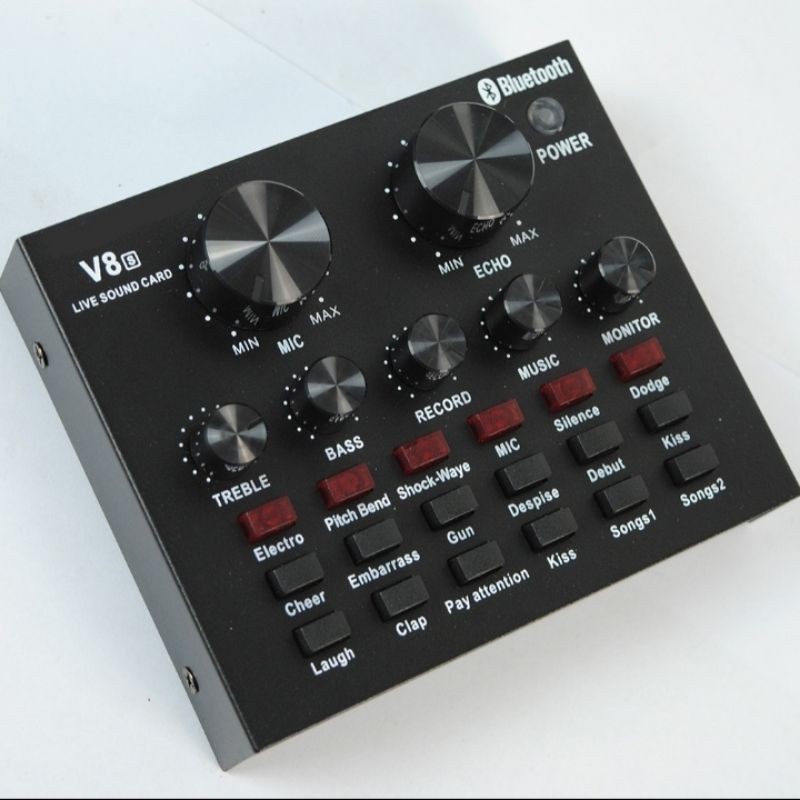 Soundcard Taffstudio V8s Bluetooth Audio USB External Soundcard Live Broadcasting
