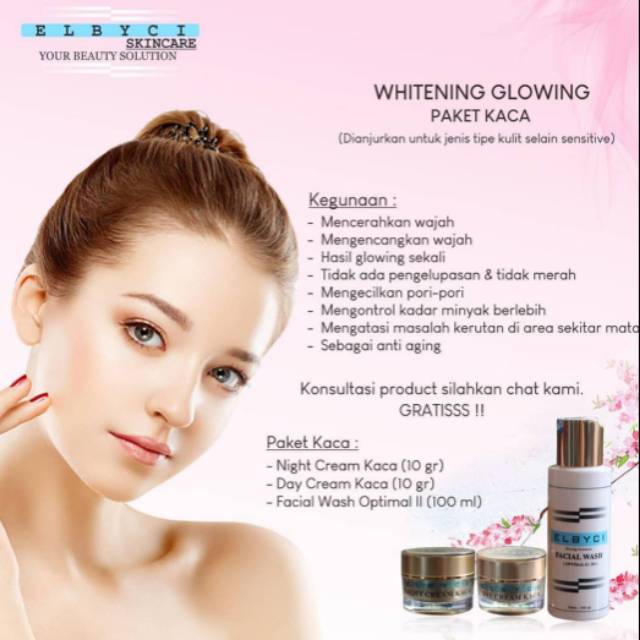 Elbyci paket kaca whitening glowing original