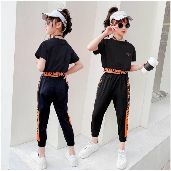 Girlset crop not me LENGAN PENDEK BAJU SETELAN STELAN ANAK PEREMPUAN CEWEK TANGGUNG IMPORT KOREAN STYLE