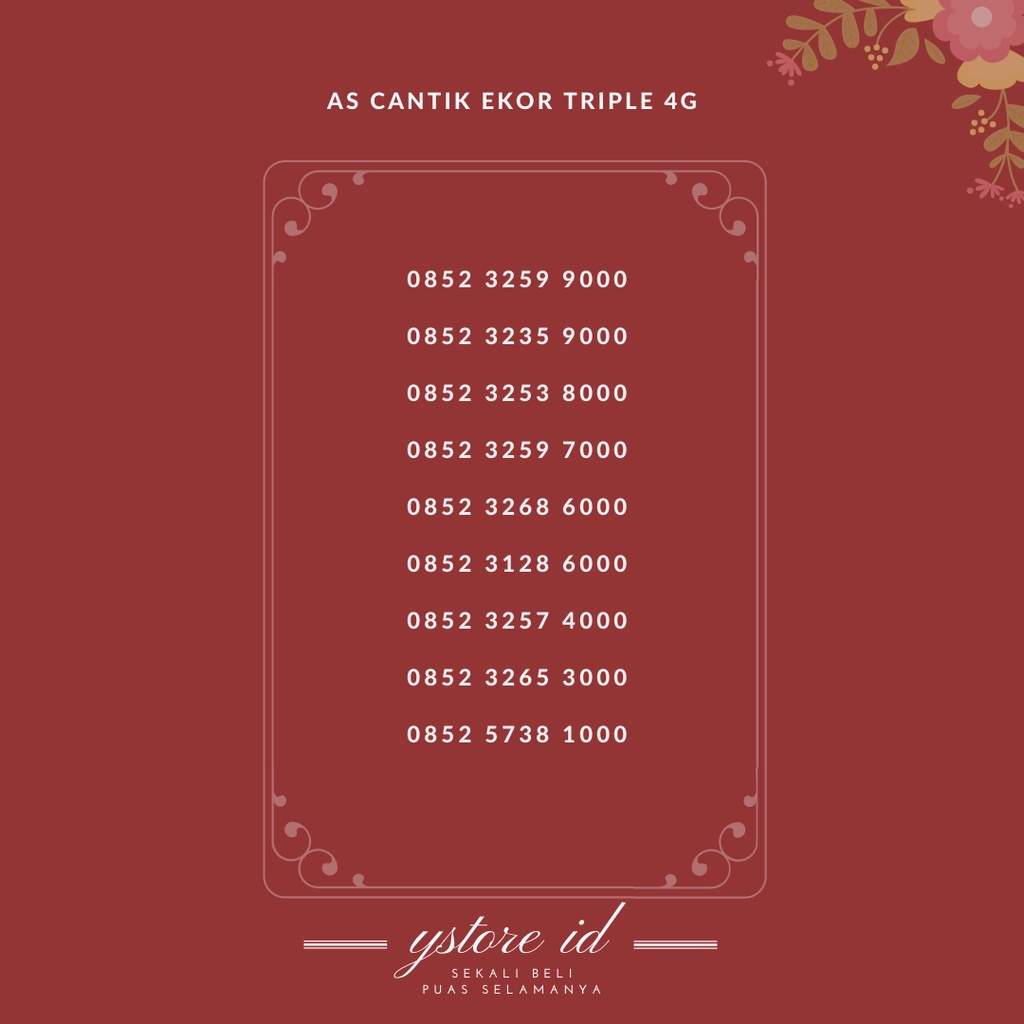 Ekor Triple | NOMOR CANTIK TELKOMSEL AS NOMER SERI 1000 2000 3000 4000 6000 7000 8000 9000 000
