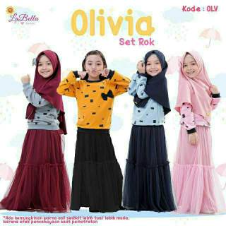 BANYAK WARNA  SETELAN ROK TUTU LABELLA OLIVIA BAJU  ANAK  