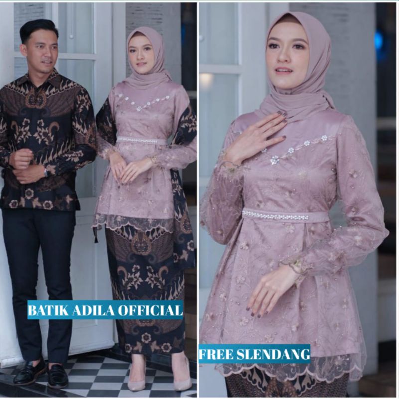 Couple Kebaya Modern Baju Wisuda Tunangan Lamaran Terbaru Baju Batik Brokat Couple brown