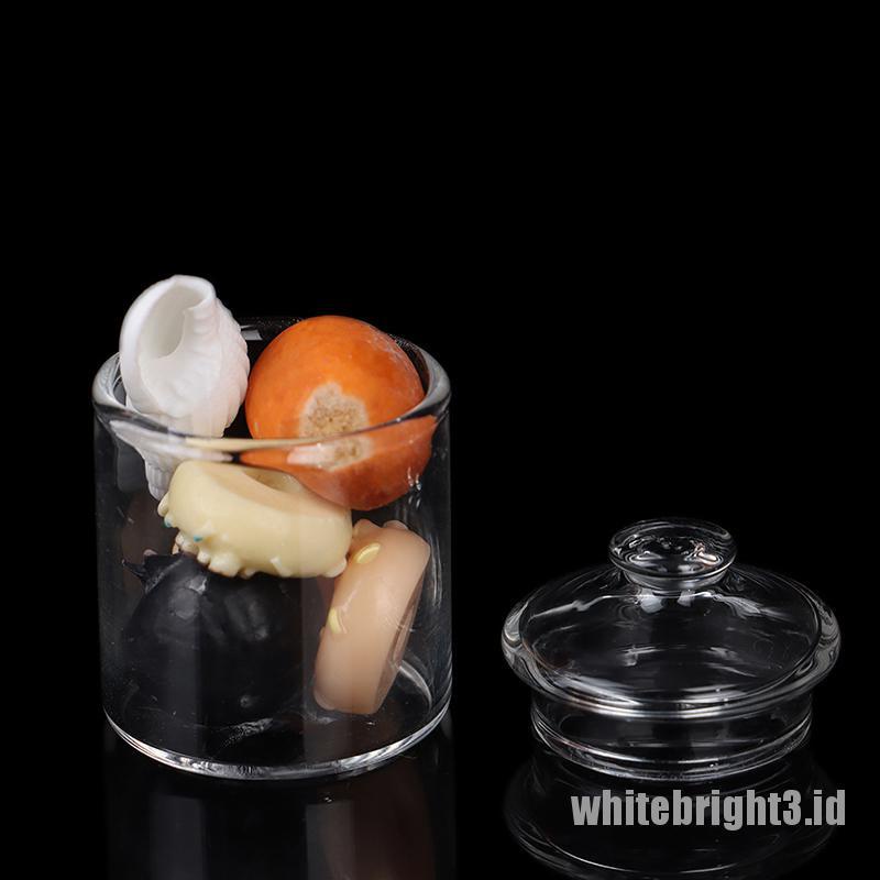 (white3) Miniatur Toples Permen Bahan Kaca Borosilikat Untuk Dekorasi Rumah Boneka