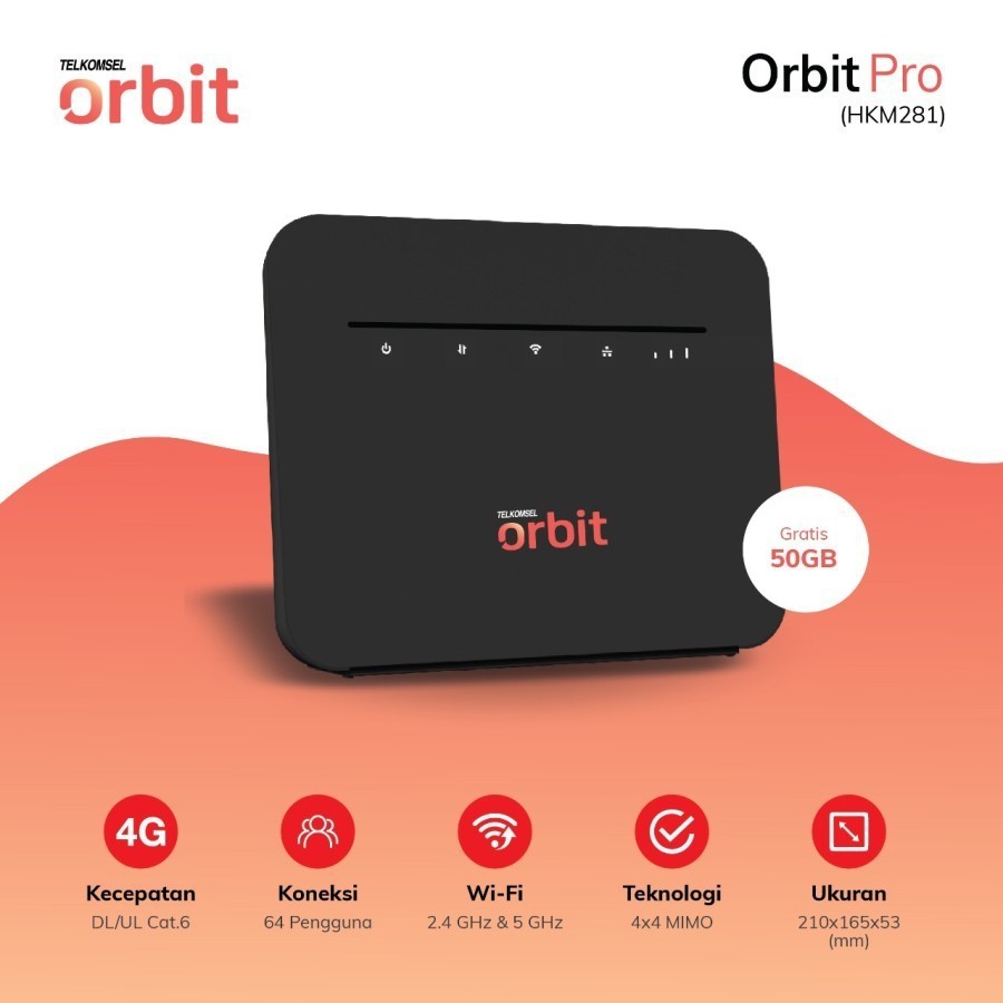 HKM281 Telkomsel Orbit PRO High Speed Cat 6 dual Band UNLOCK Free 50Gb