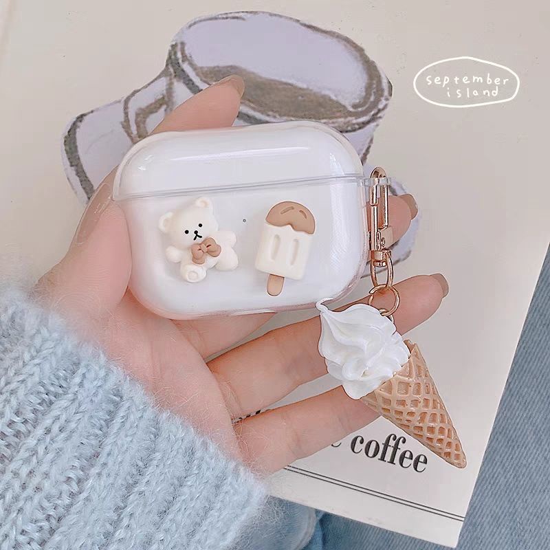 Fundas Ice Cream Lucu Kartun Soft tpu Case Kompatibel Untuk Sarung Airpods1 2 3 Pro