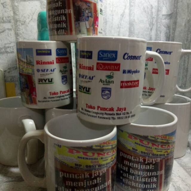 

Souvenir Mug Full colour Cetak warna kemas Box satuan