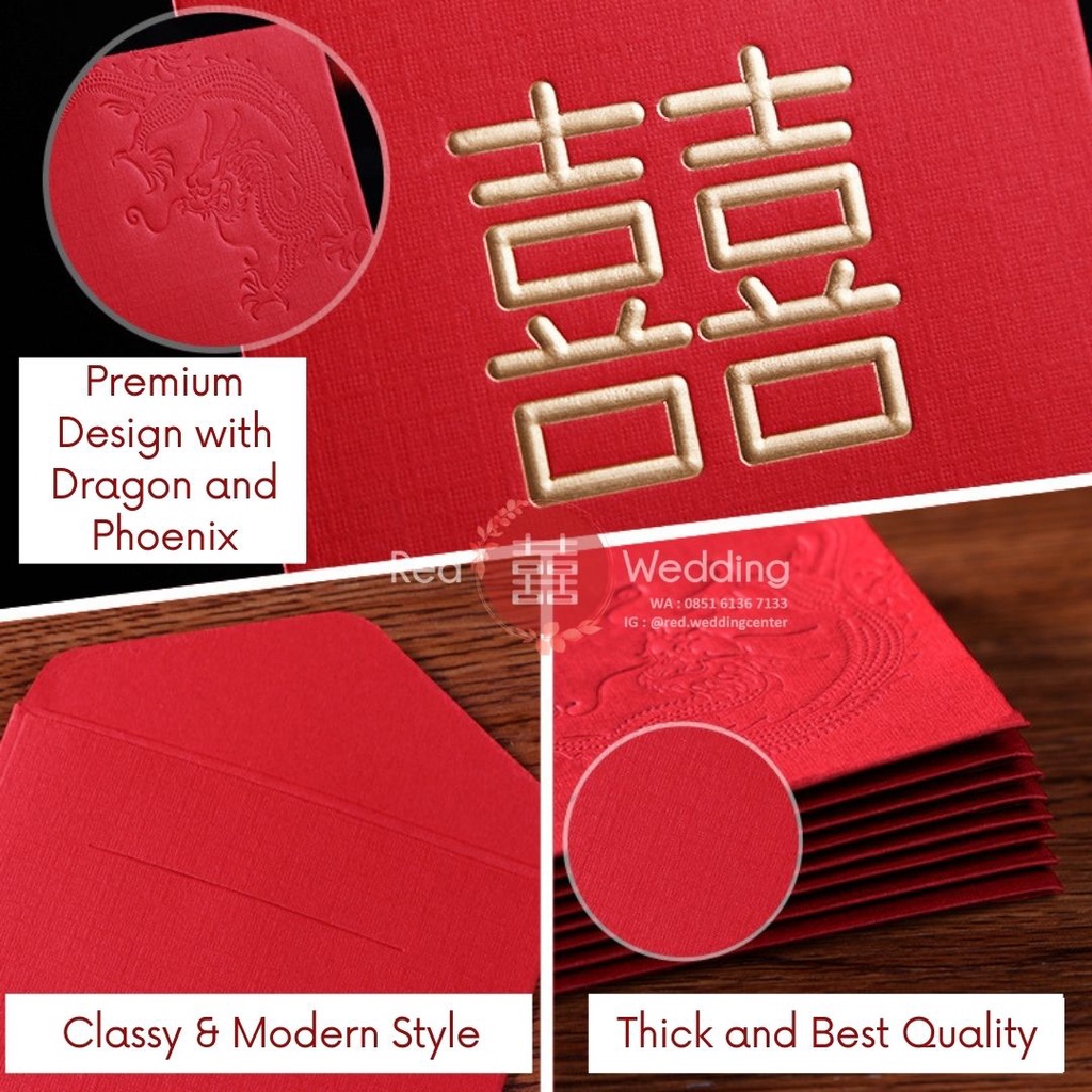 Kantong Amplop Angpao Wedding Merah Tebal Premium Simple Design