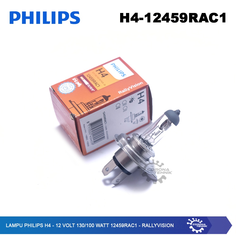 RallyVision - Lampu Philips H4 - 12 Volt 130/100 Watt 112459RAC1