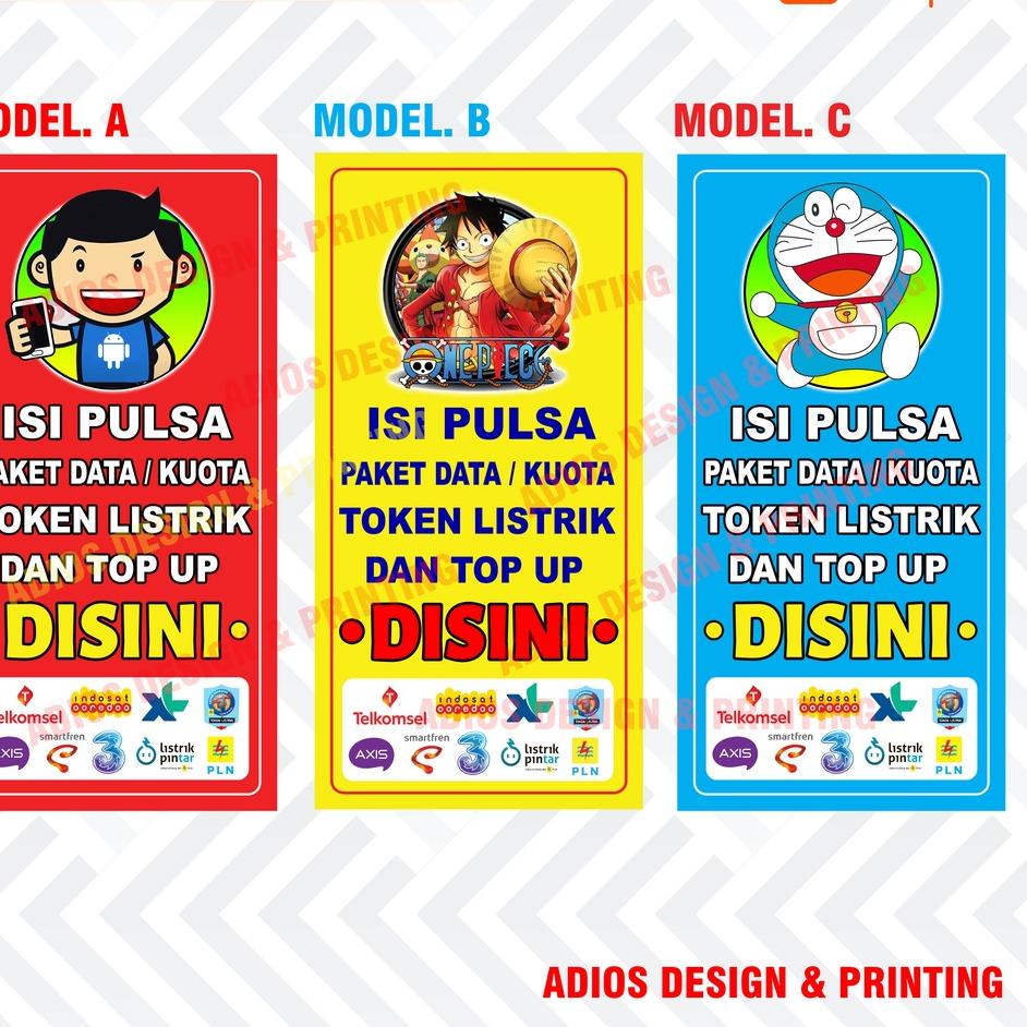 ➭ BANNER SPANDUK KONTER PULSA DAN KUOTA VARIASI GAMBAR KARTUN ❅