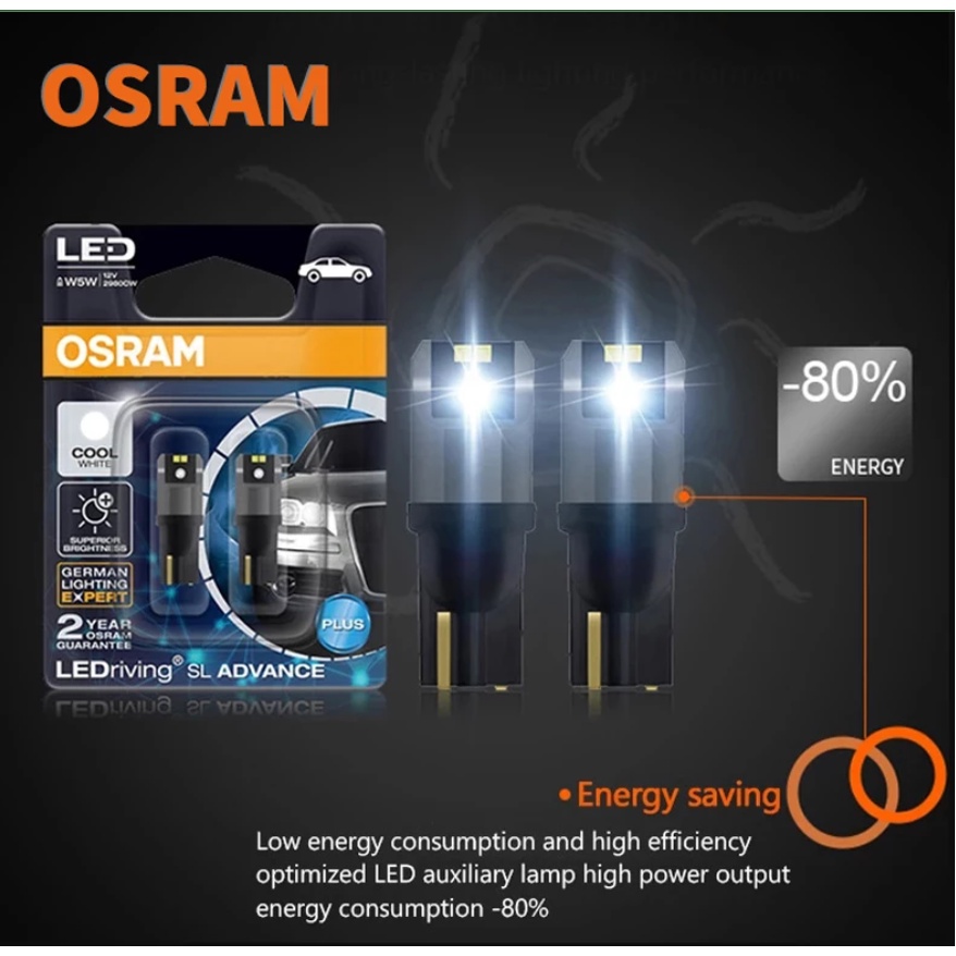 LUCKYMALL OSRAM T10 W5W LAMPU SENJA KABIN INTERIOR PLAT NOMOR COOL WHITE LED MOBIL MOTOR