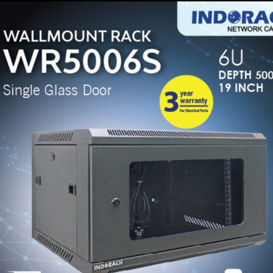 INDORACK 6U Wallmount 500MM Fan Glass Door Cabinet Rak Server WR5006S