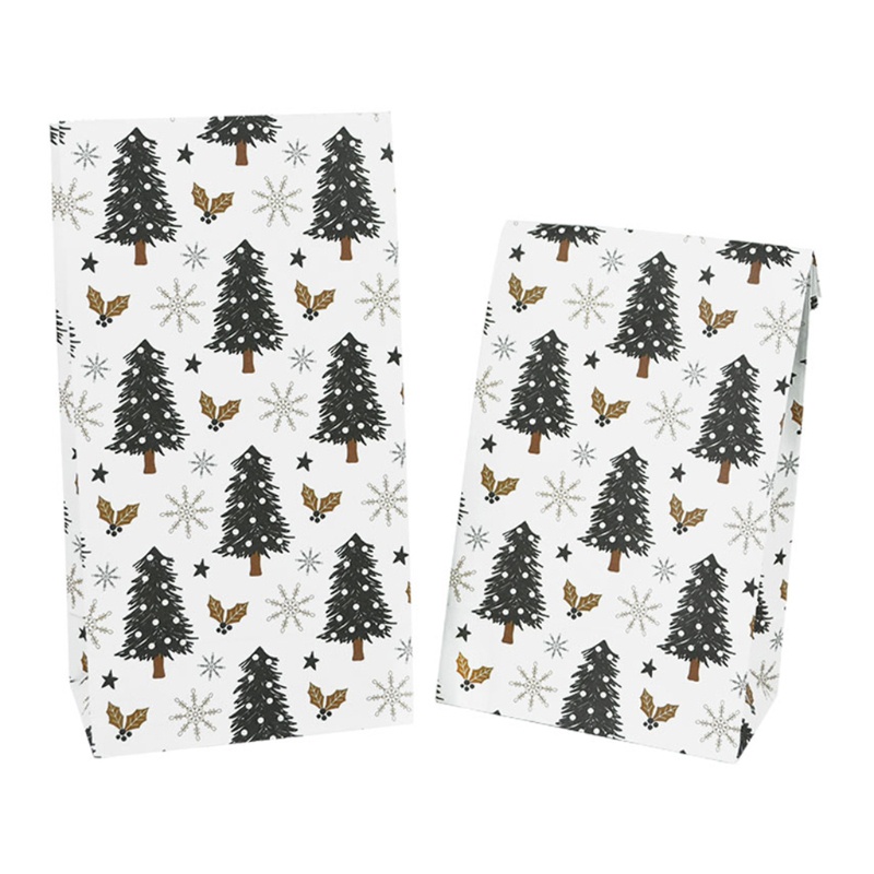 Zzz 10Pcs / Set Kantong Kertas Motif Kartun Santa / Rusa / Manusia Salju / Snowflake Untuk Permen / Kue Natal