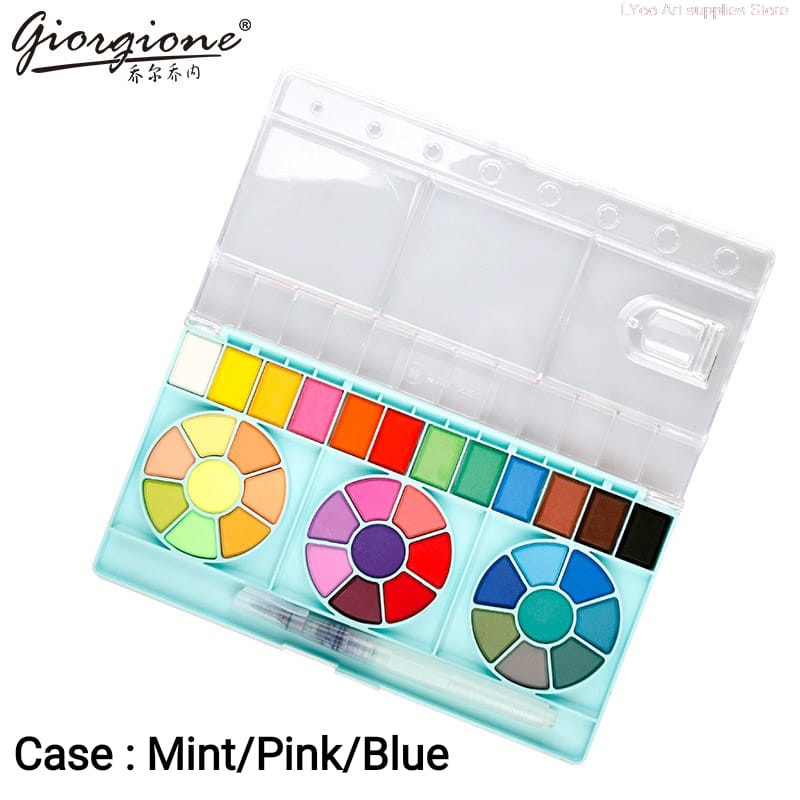 

giorgione water color cake murah 36 plastik warna with water brush