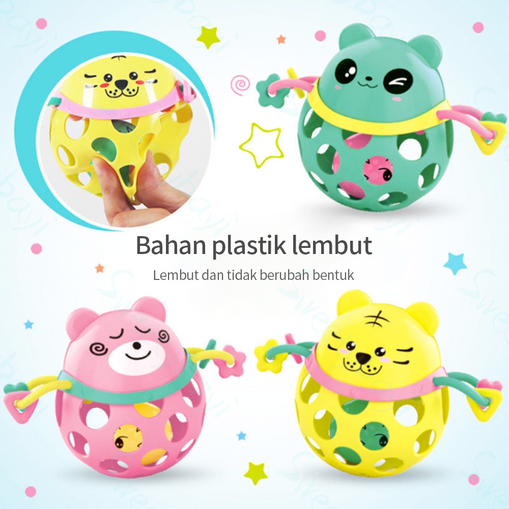 Sweetybayi Bayi Soft Teether Rattle Mainan Anak Handbell Gigitan Molar Silikon