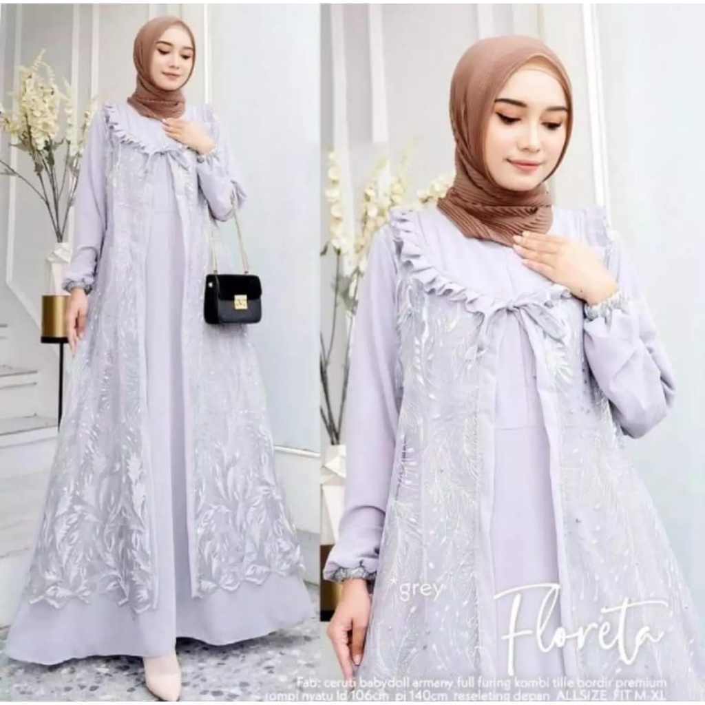 Floreta Dress / ( UKuran M~L~XL ) Baju Wanita Muslim Barukat Gelitter Tile Burdil  / Gamis dress Termurah / Gamis Wanita Pesta Kondangan / Dress maxi / Tunik Barukat Gelitter Termurah / gamis syai Kondamgan / Dress Lagi Piral / Gamis Gress Kekinia Natal
