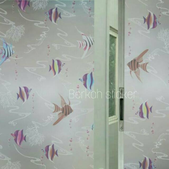 Sticker kaca film sticker kaca samblas sticker kaca motif sticker kaca kamar mandi motif ikan
