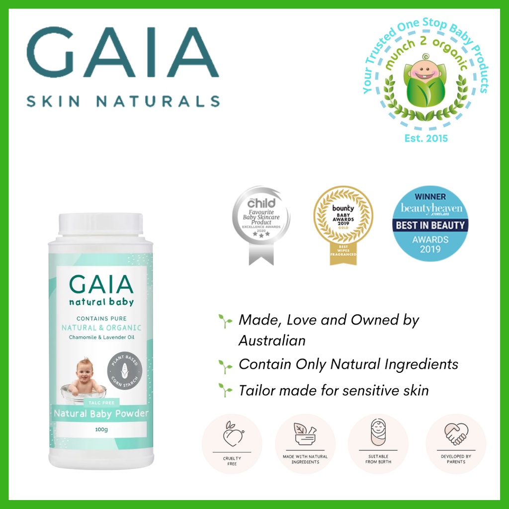 Gaia Natural Talc Free Baby Powder 100g