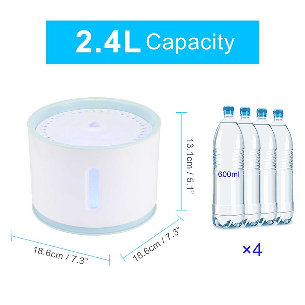 Dispenser Tempat Minum Kucing Anjing / Pet Water Dispenser Fountain 2.4L
