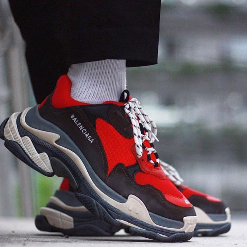 Sepatu Cowok Pria Balenciaga Sepatu Balenciaga Cowok Pria Balenciaga Triple S Red