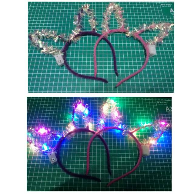 Bando Kuping Kelinci Bulu Nyala Led