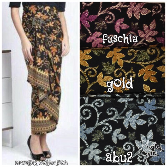 Rok Lilit Serut R045 Semi Sutra Halus Wrap Skirt Bawahan Kebaya Dan Baju Batik Modern Daun Paya