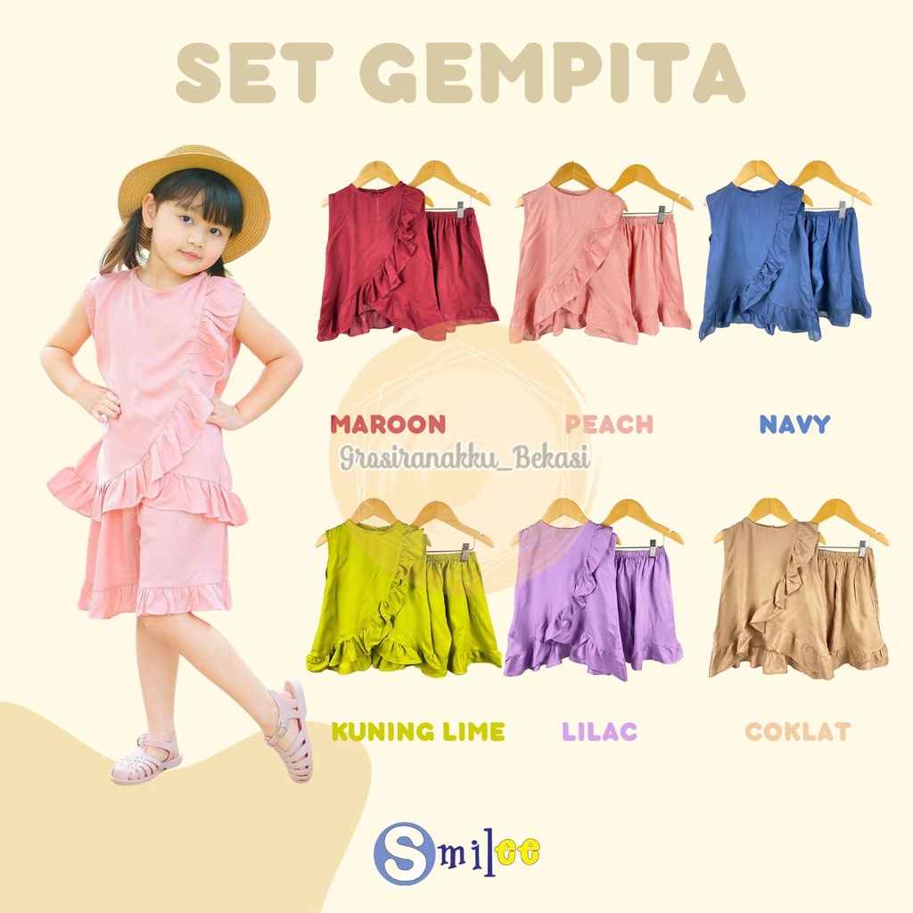 Setelan Anak Rayon Gempita Smilee Mix Warna Size 1-5 Thn