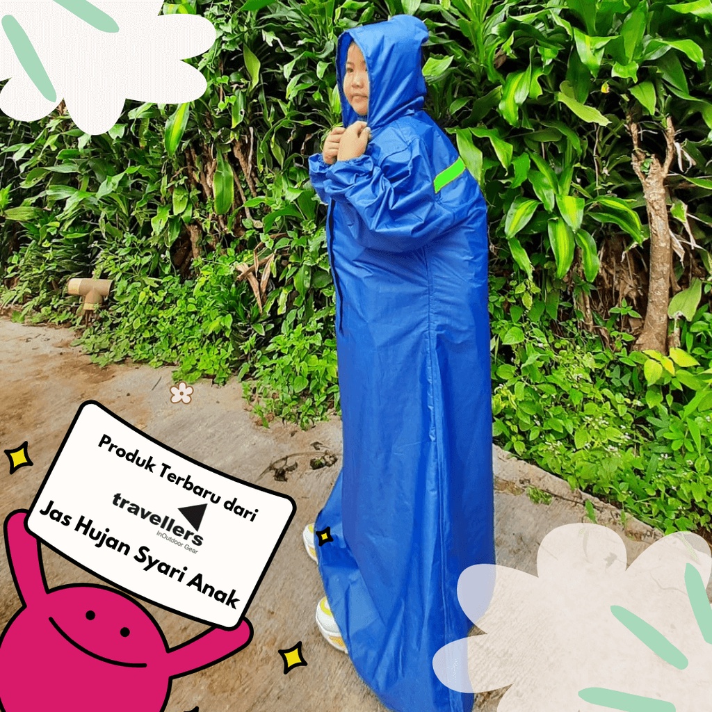 Jas Hujan Raincoat Ponco Mantel Mantol Syari Anak Perempuan Laki Laki Tanggung 7-12 Tahun Model Syar i Waterproof Tebal Premium