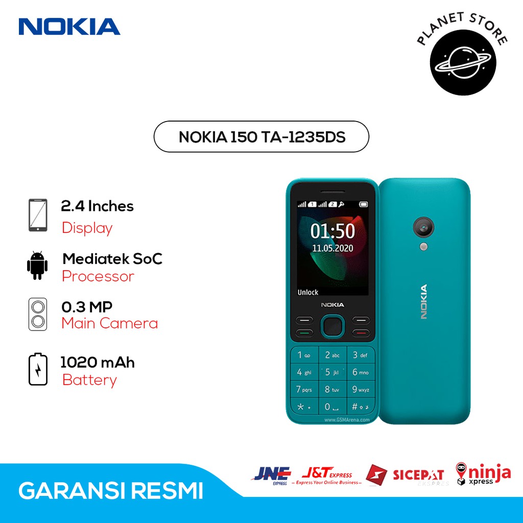 Hp Nokia 150 Ta-1235 DS 2020 Dual Sim Fitur Ponsel Camera Bluetooth Radio Fm Layar 2.4 Inchi TAM