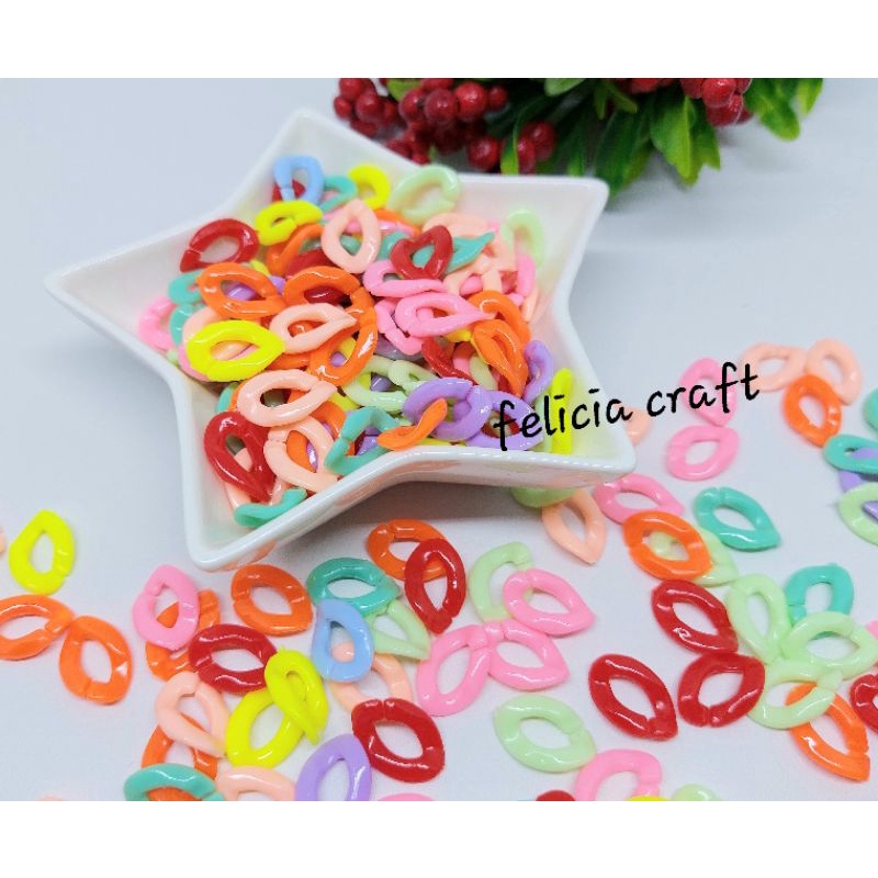 10gr. Manik rantai acrylic clear KECIL warna warni plastik