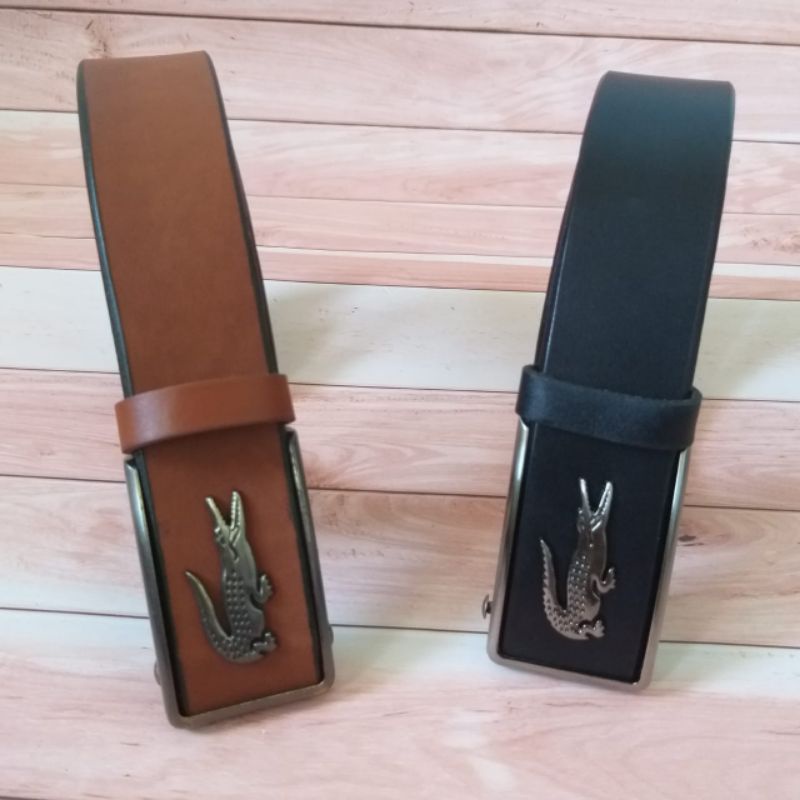 Gesper kulit Ikat Pinggang model Roda Rel otomatis kulit asli