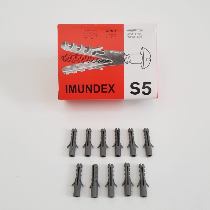 Fisher IMUNDEX S5 Isi 100pcs Fiser Viser Piser Visher Tanam Lubang Dinding 5mm 5 mm ASLI