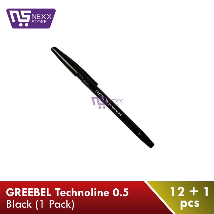 

SupeR Pulpen GREEBEL Technoline 0.5mm HITAM 1 PACK isi (12+1Pcs) +e=