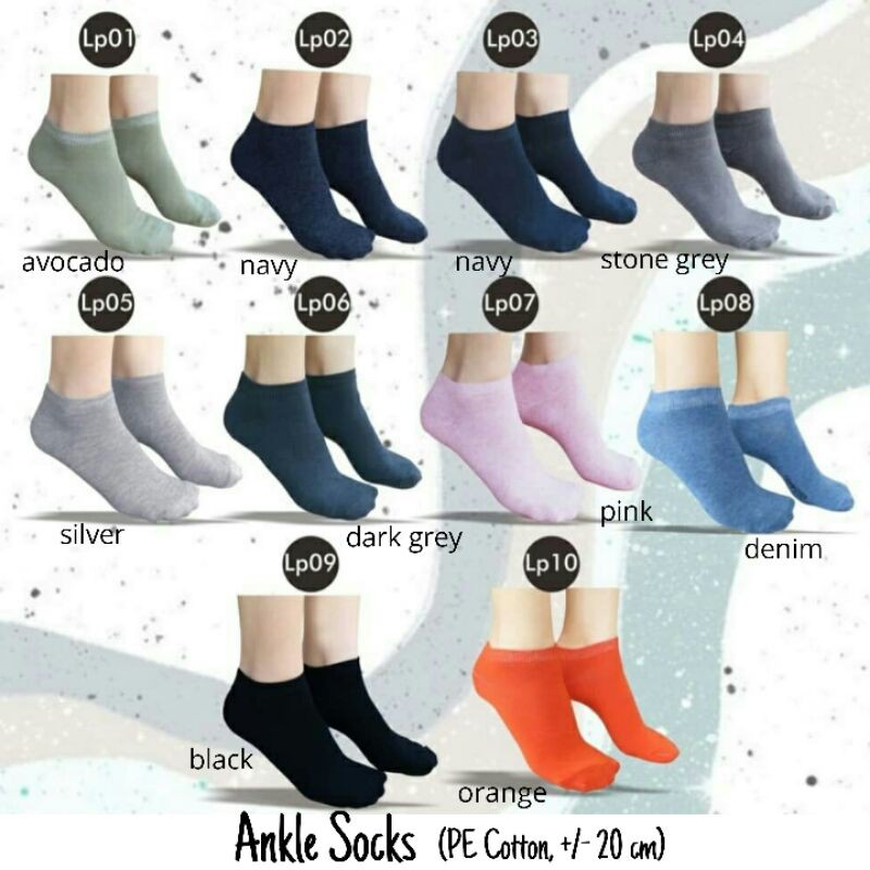 Kaos Kaki Pendek Semata Kaki Polos Casual Murah (Ankle Sock) Kaos Kaki Olahraga Jogging, Senam, Sport, Lari