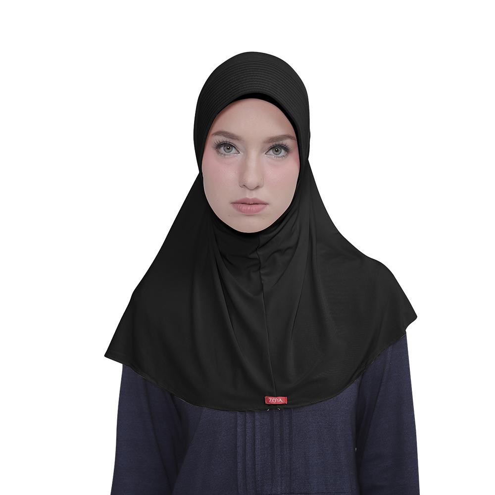 Bergo Zoya Marsha HB Casual Jilbab Sekolah Instan Jilbab Kantor-Hitam