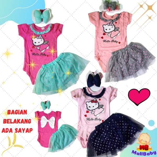 Baju Bayi Perempuan 0 3 6 9 Bulan Setelan Jumper Bayi Perempuan Murah NewBorn Angel Kitty